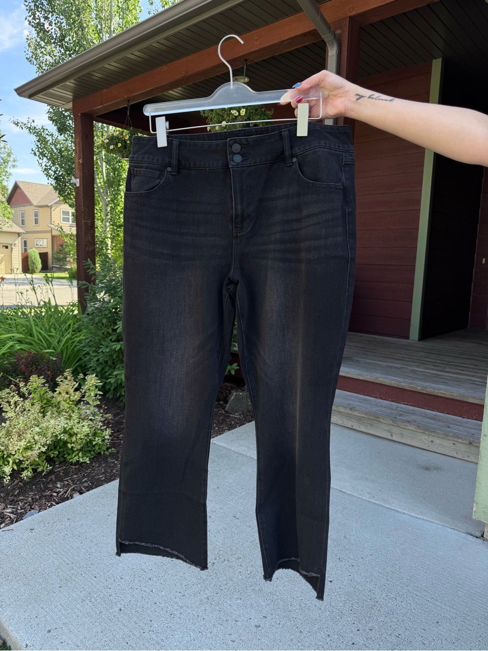 CAbi Black Hi Low Cropped Jeans